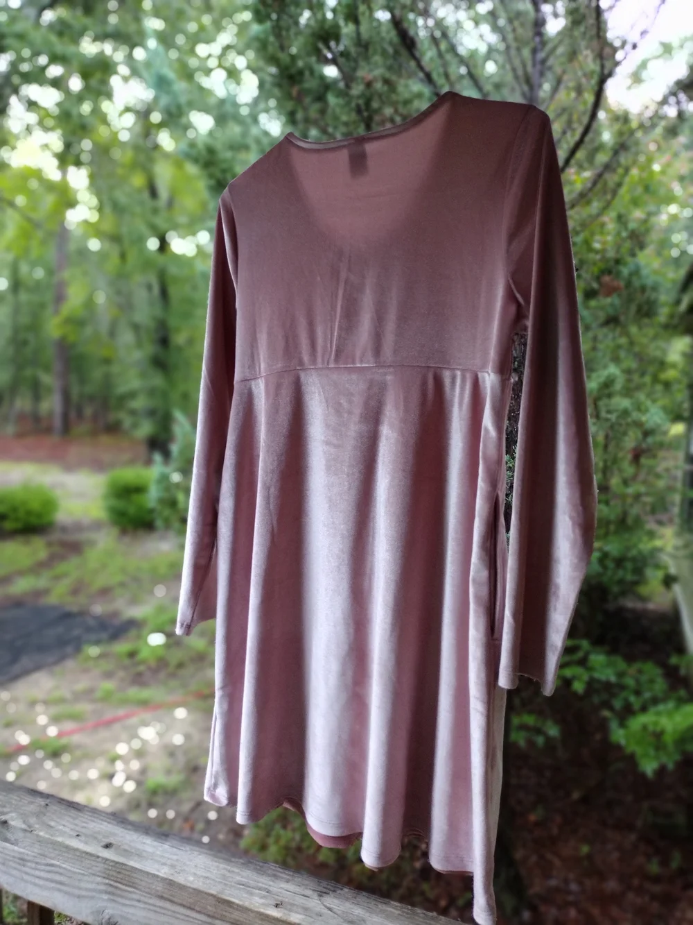 Old Navy Rose Velvet Long-Sleeve Tie-Front Dress